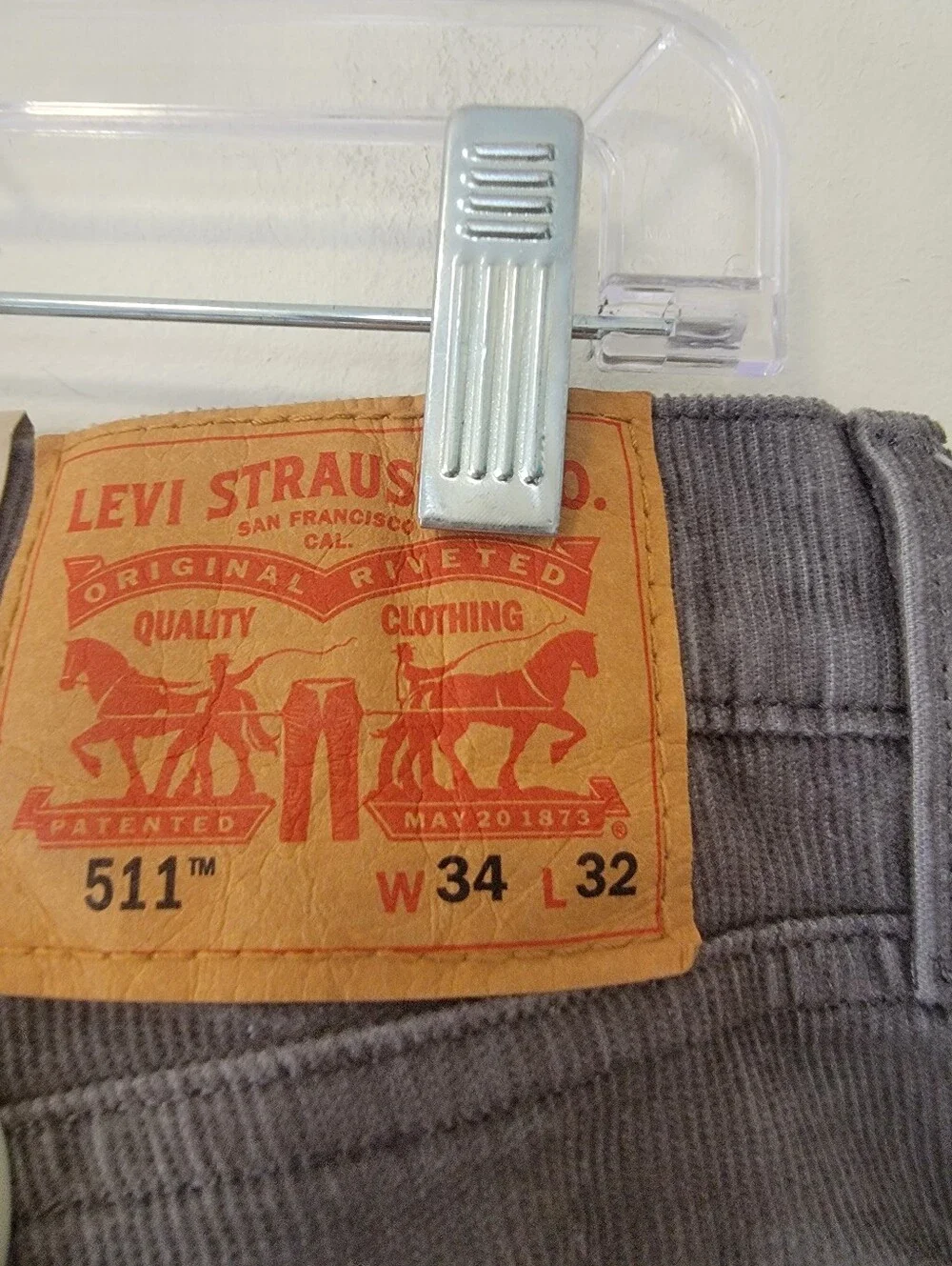Levi's Men's Straight Gray 511 Slim corduroy Pants